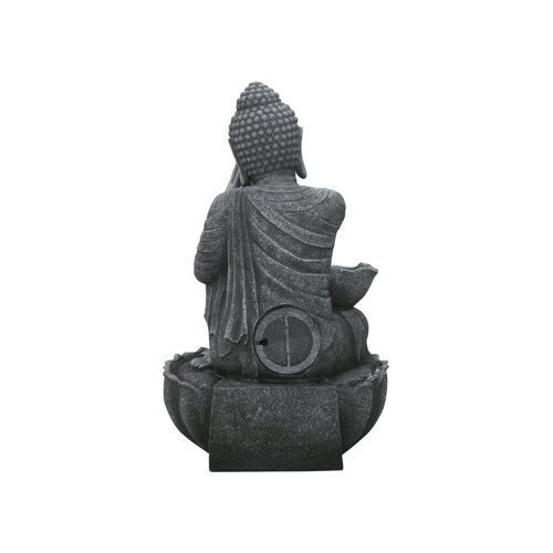 HiLine Gift Ltd. 32" H Sitting Buddha Fountain with White LED Wayfair